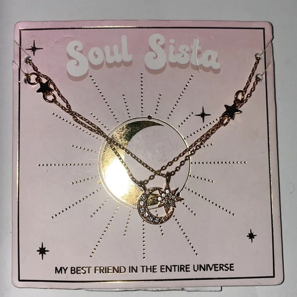 Francesca’s Soul Sista Pendant Necklace Moon Star Set - Picture 1 of 2